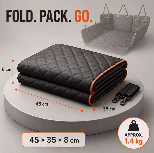 The Paw Hammock 🐾🚗✨ – Waterproof 600D Oxford Dog Car Seat Cover. Heavy-Duty Back Seat Protection for Trucks, SUVs & Cars 🛡️💫