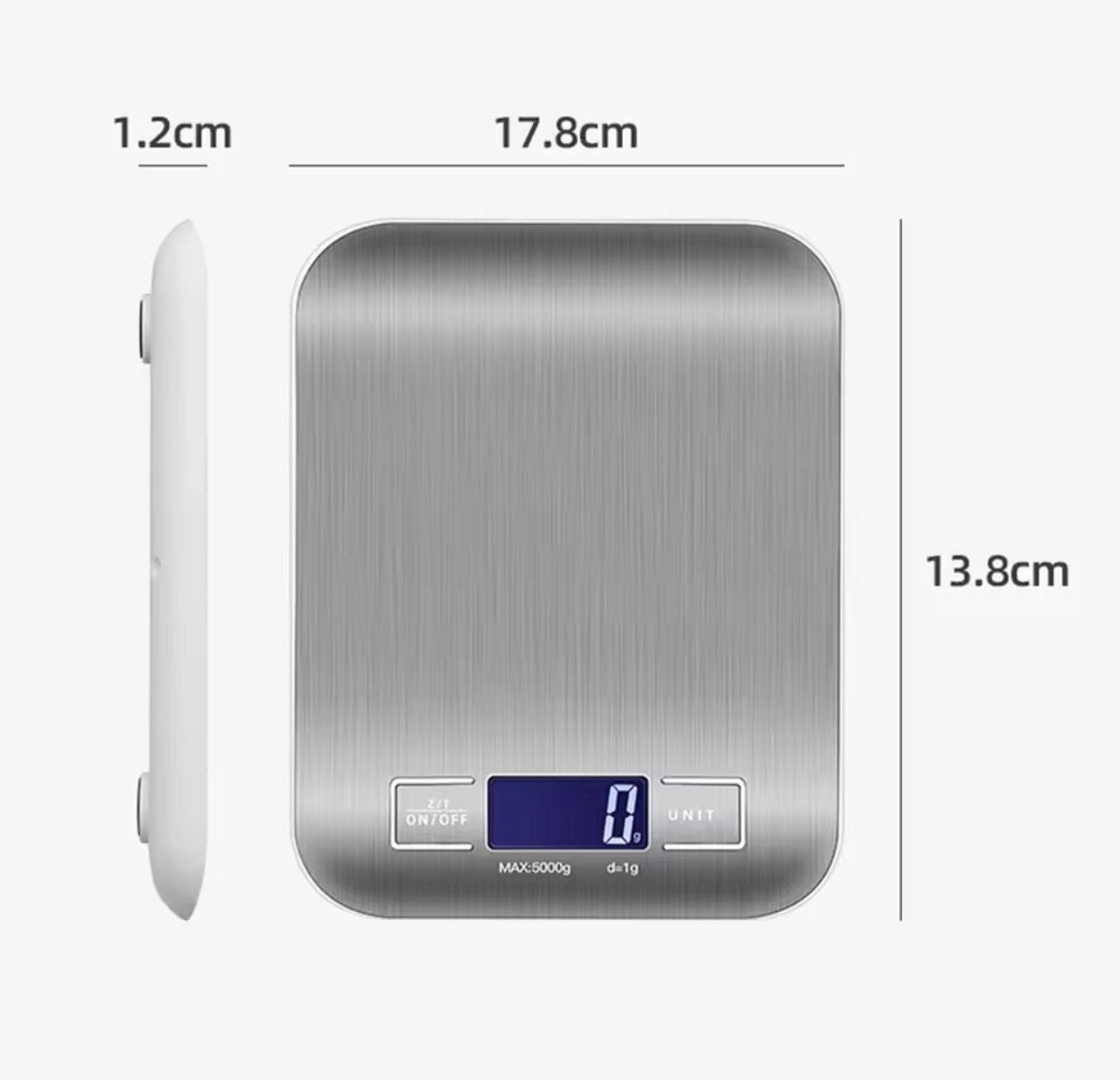 High Precision Portable Digital Kitchen Scale-LCD Display, 5kg/1g for Baking & Coffee