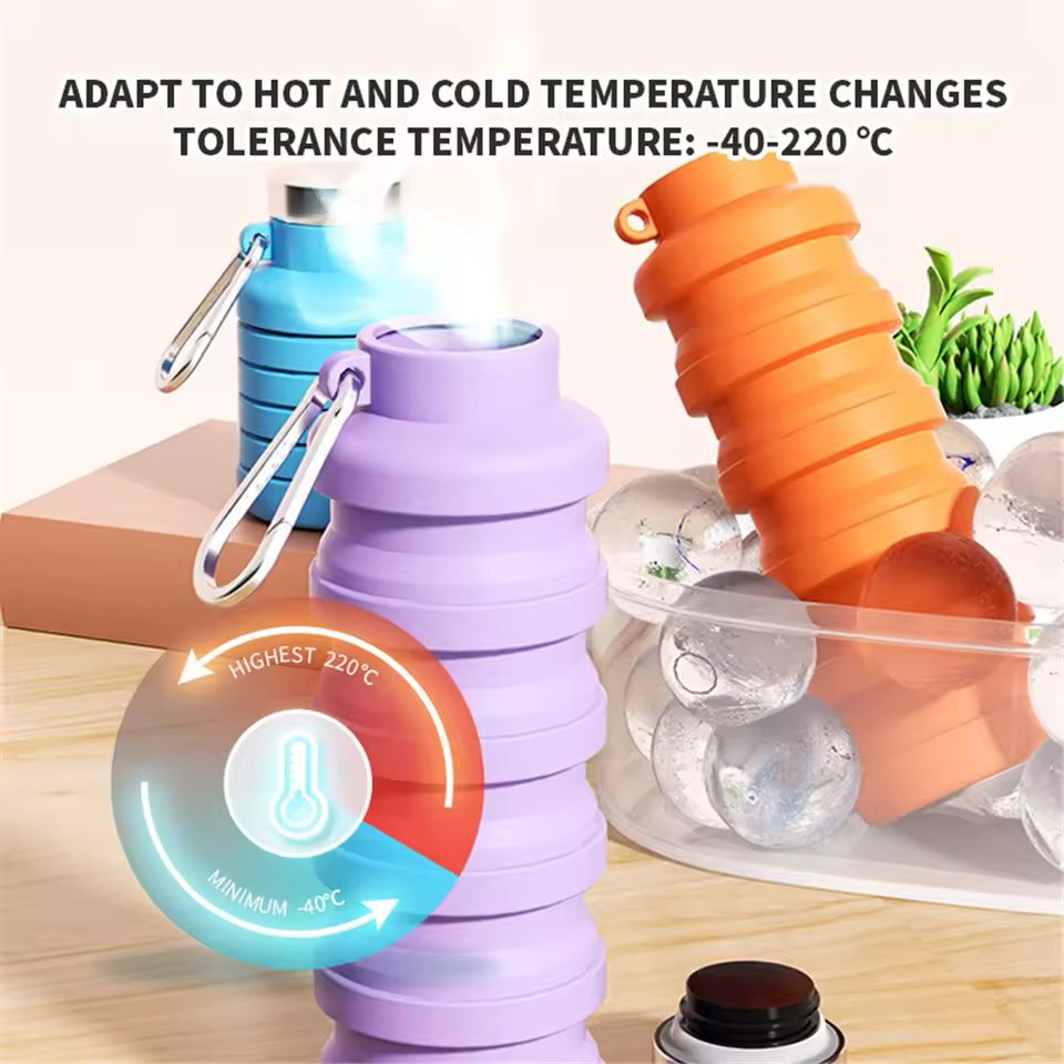 Portable Silicone Water Bottle - Foldable& Collapsible for Travel