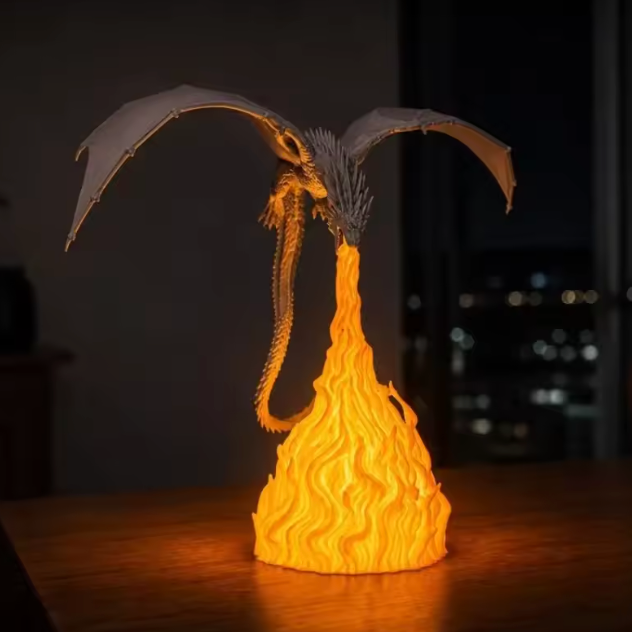 The Flamebreath Dragon Lamp 🐉🔥✨ – 3D Printed LED Night Light. USB Rechargeable Decorative Art for Bedroom, Desktop & Home. Light Up Your Fantasy 🏠💡