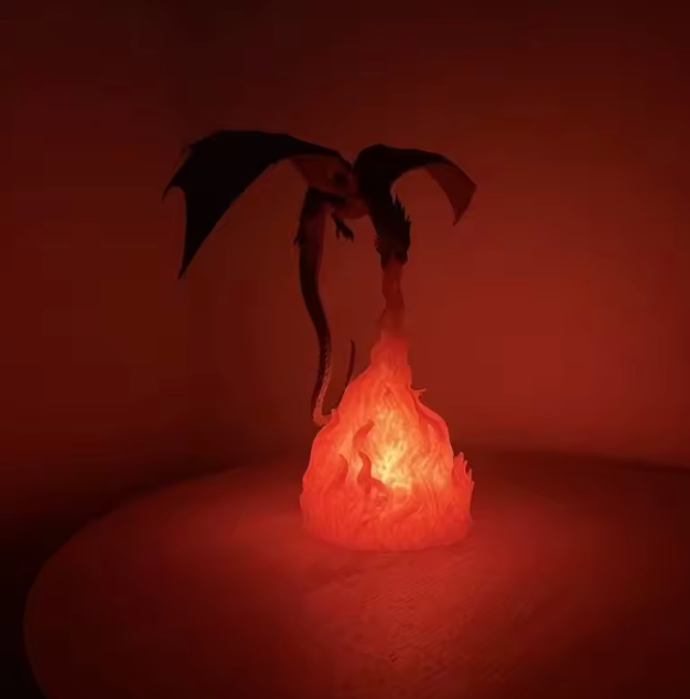 The Flamebreath Dragon Lamp 🐉🔥✨ – 3D Printed LED Night Light. USB Rechargeable Decorative Art for Bedroom, Desktop & Home. Light Up Your Fantasy 🏠💡