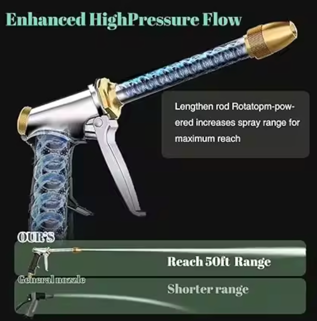 The Long Reach Wand 💦🔫✨ – 50FT High Pressure Water Spray Gun with Brass Nozzle. Car Washing & Garden Cleaning Made Effortless 🚗🌿