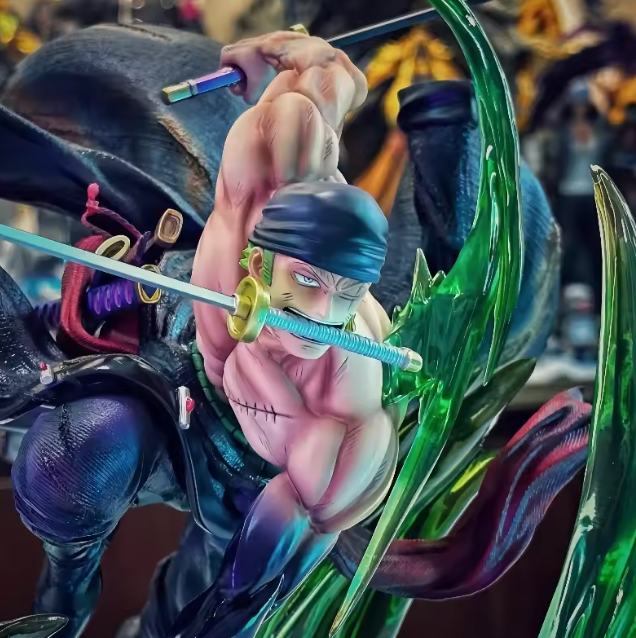 The Luminous Three-Sword Legend ⚔️🟢✨ – 24cm Roronoa Zoro Anime Figure. GK Luminous PVC Statue & Cool Room Decoration. The Pirate Hunter Glows in the Dark 🌟🏴‍☠️