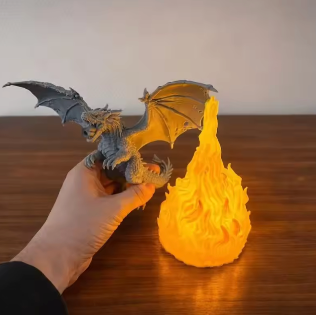 The Flamebreath Dragon Lamp 🐉🔥✨ – 3D Printed LED Night Light. USB Rechargeable Decorative Art for Bedroom, Desktop & Home. Light Up Your Fantasy 🏠💡