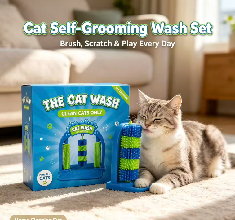 The Purr-fect Grooming Portal 🐱✨ – Multifunctional Cat Wash & Grooming Station. Self-Brushing, Hair Massage & Scratching Brush. Spa Day for Your Feline 🛁💆‍♀️