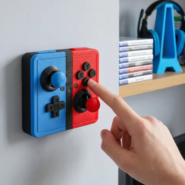 The Arcade Flick 🕹️🔌✨ – Retro Joystick Light Switch Guard Covers. Self-Adhesive 3D Printed Decor for Game Rooms & Gamer Setups 🎮💫