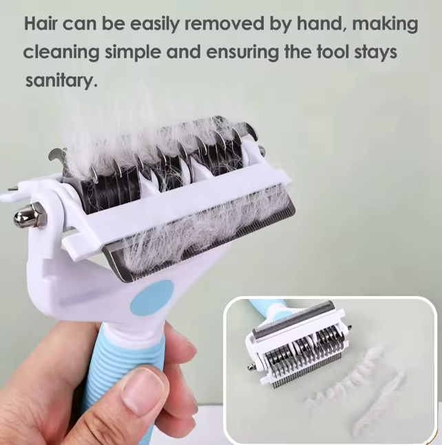 The Shedding Sorcerer 🪄🐾✨ – 3-in-1 Pet Deshedding Brush with Stainless Steel Teeth. Tames Loose Fur on Cats & Dogs 🐱🐶
