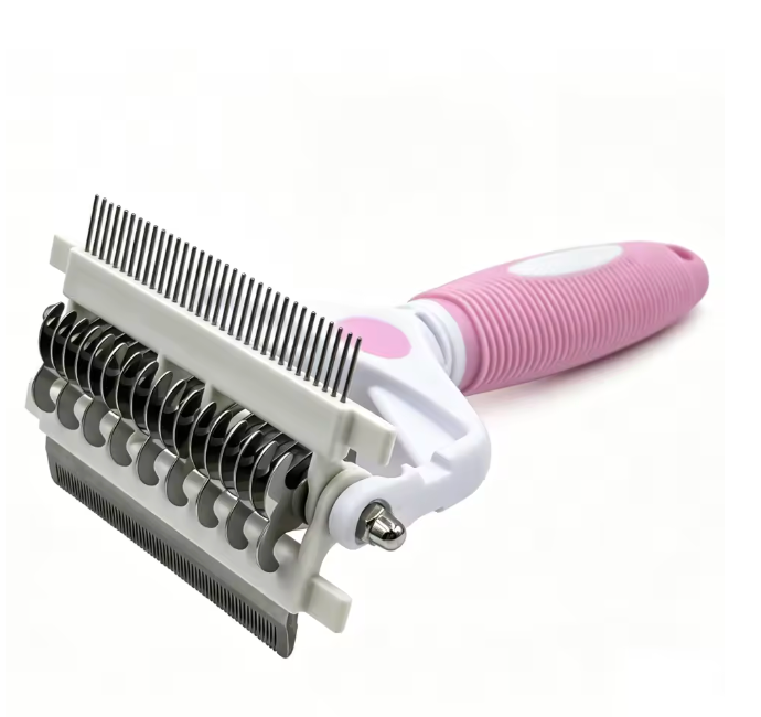 The Shedding Sorcerer 🪄🐾✨ – 3-in-1 Pet Deshedding Brush with Stainless Steel Teeth. Tames Loose Fur on Cats & Dogs 🐱🐶