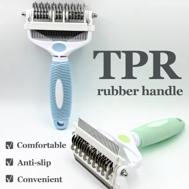 The Shedding Sorcerer 🪄🐾✨ – 3-in-1 Pet Deshedding Brush with Stainless Steel Teeth. Tames Loose Fur on Cats & Dogs 🐱🐶