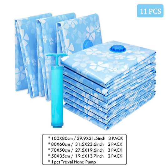 Save 80% more space- with thickened, leak-proof vacuum storage bags.