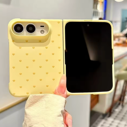 The Lovebloom Armor 💖🌸✨ – Colorful Heart Pattern iPhone Fold Case. All-Inclusive Shockproof PC Hard Bumper. Cute Protection That Falls in Love With Your Phone 📱💕