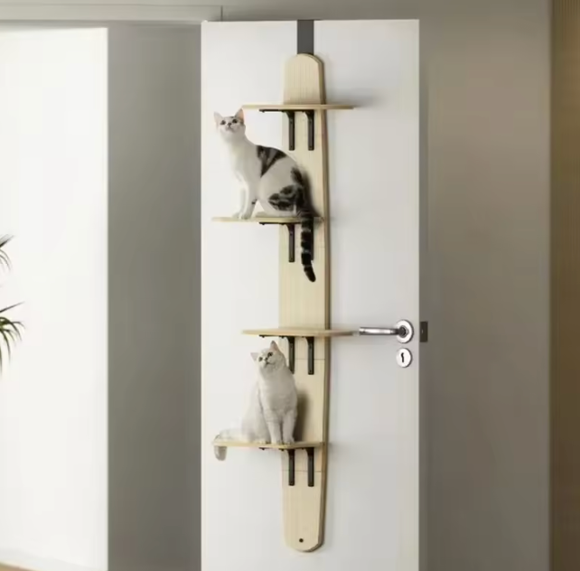 The Vertical Purr Kingdom 🐱🏔️✨ – 4-Level Wooden Cat Climber Shelves. Door-Hanging Cat Tree & Climbing Frame. Turn Any Wall Into a Cat Adventure Park 🪵🐾