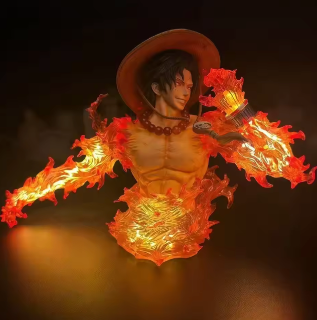 The Flame Emperor's Legacy 🔥🧡✨ – Portgas D. Ace Anime Figure with LED Light. Detailed PVC GK Statue & Collectible. The Fire That Never Goes Out 🏴‍☠️💫