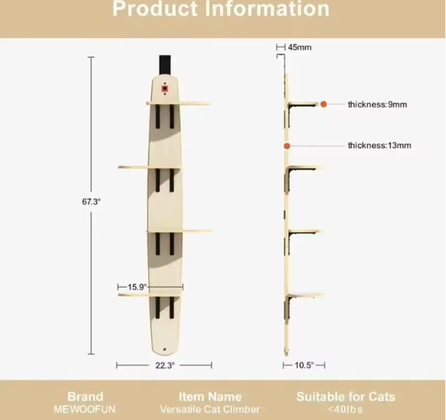 The Vertical Purr Kingdom 🐱🏔️✨ – 4-Level Wooden Cat Climber Shelves. Door-Hanging Cat Tree & Climbing Frame. Turn Any Wall Into a Cat Adventure Park 🪵🐾