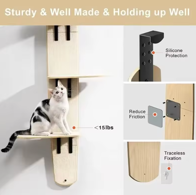 The Vertical Purr Kingdom 🐱🏔️✨ – 4-Level Wooden Cat Climber Shelves. Door-Hanging Cat Tree & Climbing Frame. Turn Any Wall Into a Cat Adventure Park 🪵🐾