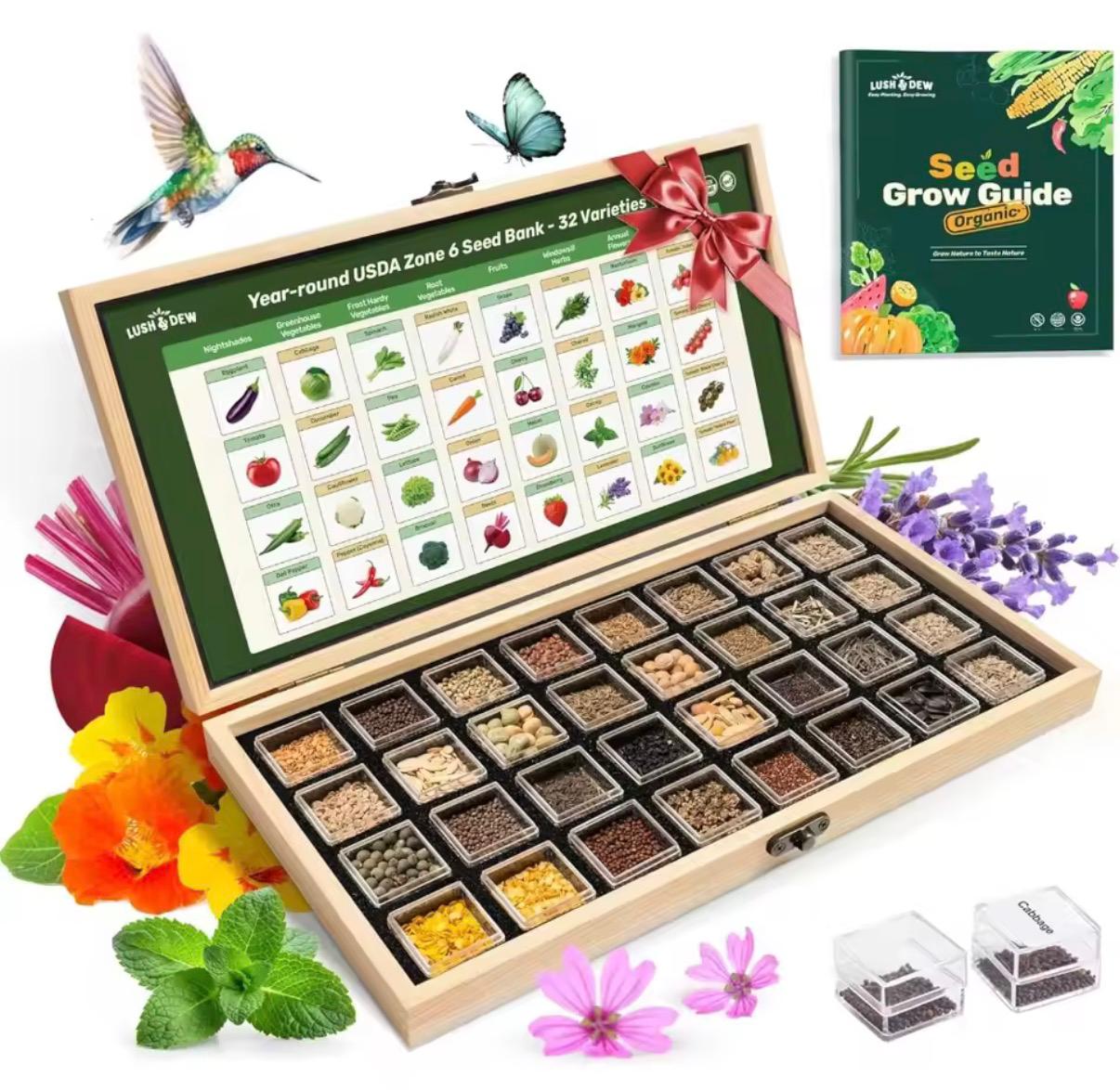 Grow your own food with 32 heirloom seed varieties -over 30,000 seeds total.