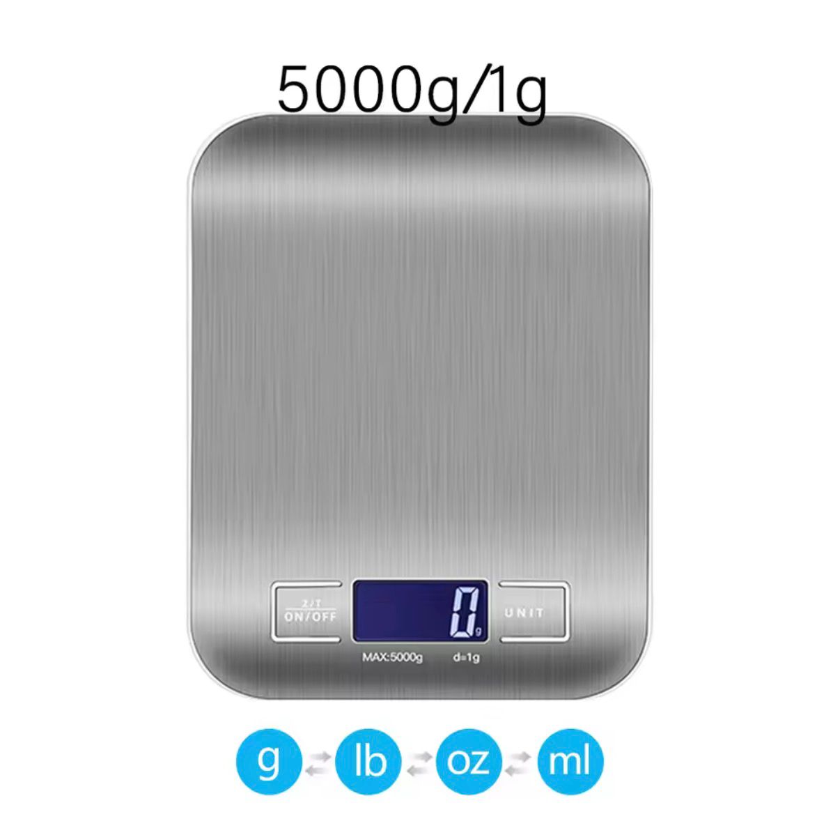 High Precision Portable Digital Kitchen Scale-LCD Display, 5kg/1g for Baking & Coffee