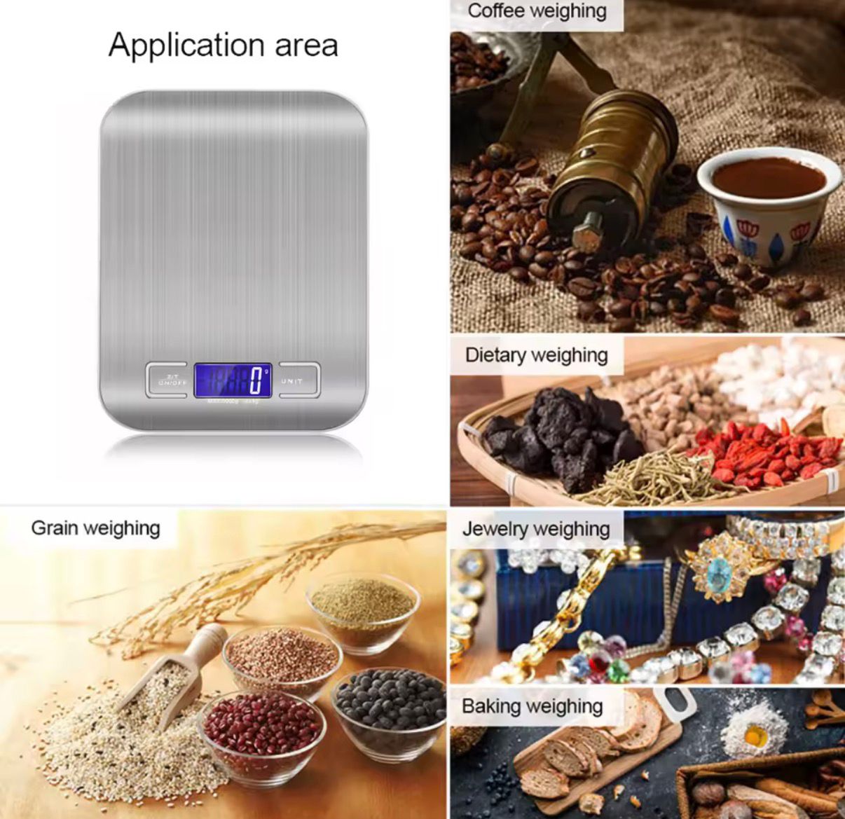High Precision Portable Digital Kitchen Scale-LCD Display, 5kg/1g for Baking & Coffee