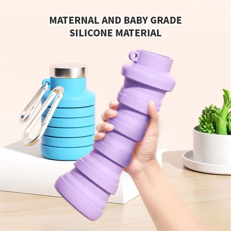 Portable Silicone Water Bottle - Foldable& Collapsible for Travel