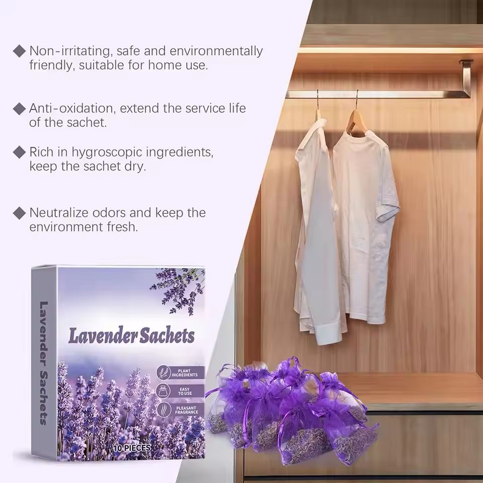 Natural Lavender Sachets (10pk) – Moth-Proof & Fresh Scent for Closets