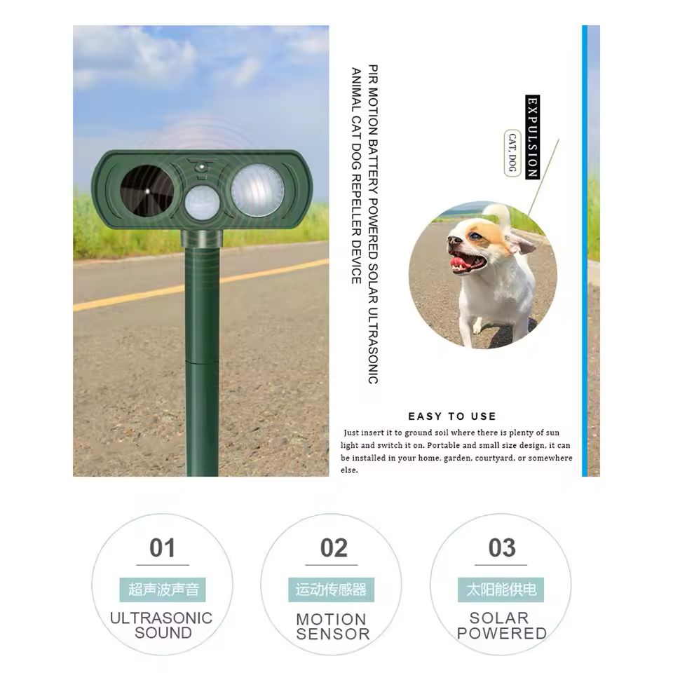 The Invisible Fence 🛡️🌙 – Solar Ultrasonic Scarer. Flashing Light + Sound Keeps Dogs, Cats & Pests Away from Yard, Garden & Patio 🐾❌