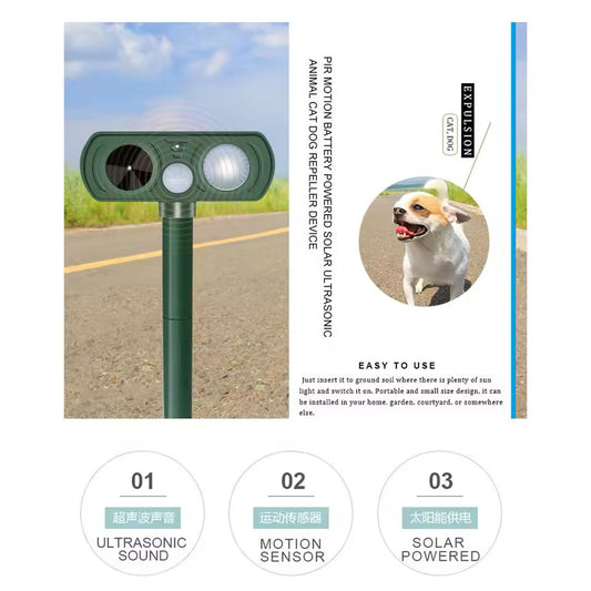 The Invisible Fence 🛡️🌙 – Solar Ultrasonic Scarer. Flashing Light + Sound Keeps Dogs, Cats & Pests Away from Yard, Garden & Patio 🐾❌