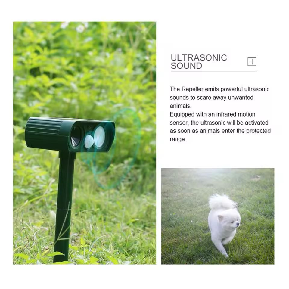 The Invisible Fence 🛡️🌙 – Solar Ultrasonic Scarer. Flashing Light + Sound Keeps Dogs, Cats & Pests Away from Yard, Garden & Patio 🐾❌