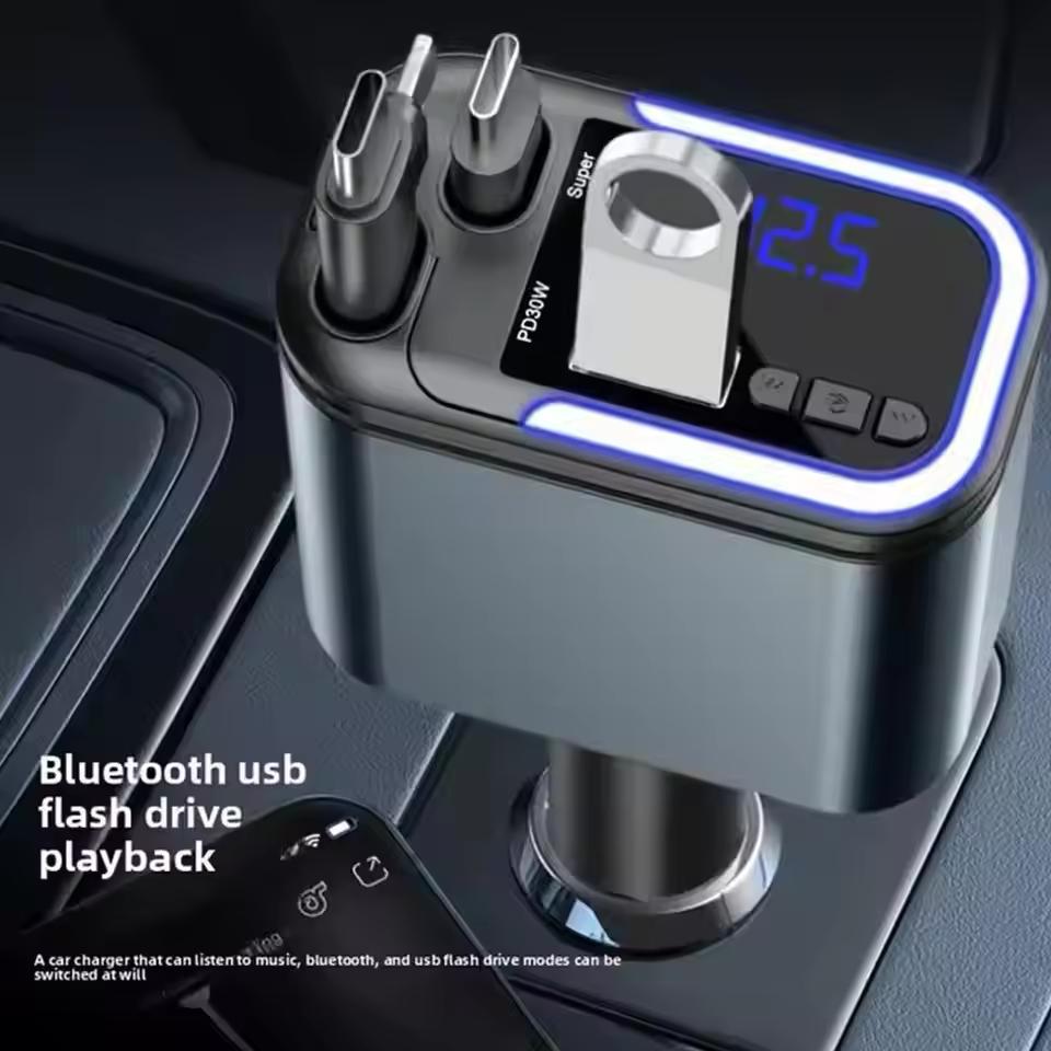The Lightweaver 🔮✨ – 5-in-1 Retractable USB C Car Charger. 180W Fast Charging + Atmosphere Lights for iPhone, iPad & Android 🚗🔌