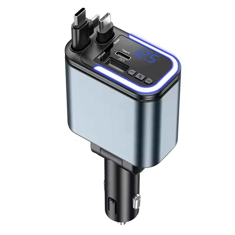 The Lightweaver 🔮✨ – 5-in-1 Retractable USB C Car Charger. 180W Fast Charging + Atmosphere Lights for iPhone, iPad & Android 🚗🔌