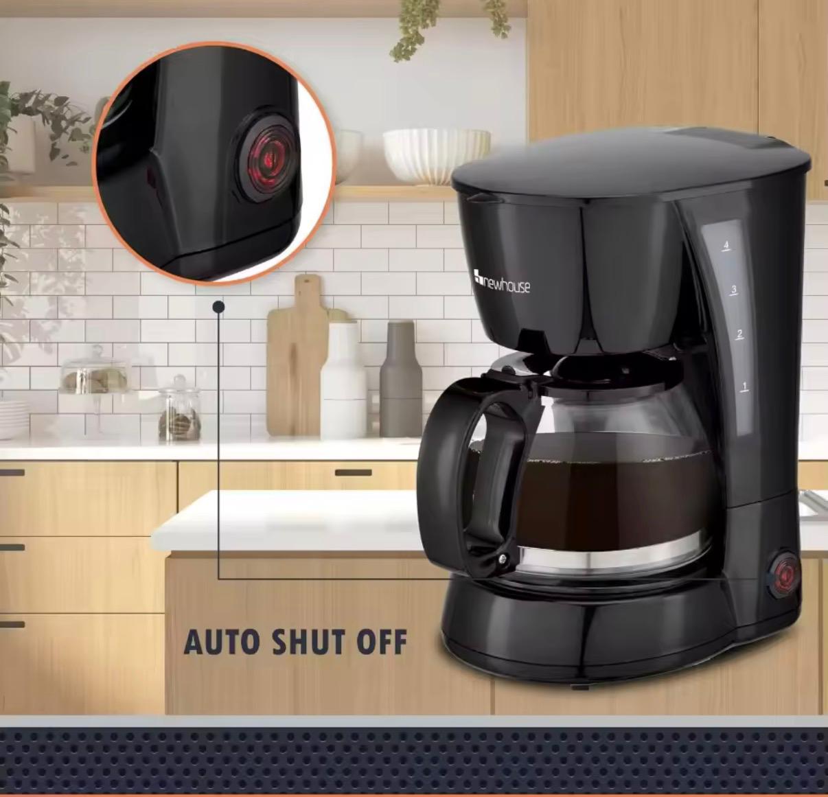 Fresh 5-cup coffee - with auto shut-off and a reusable mesh filter.