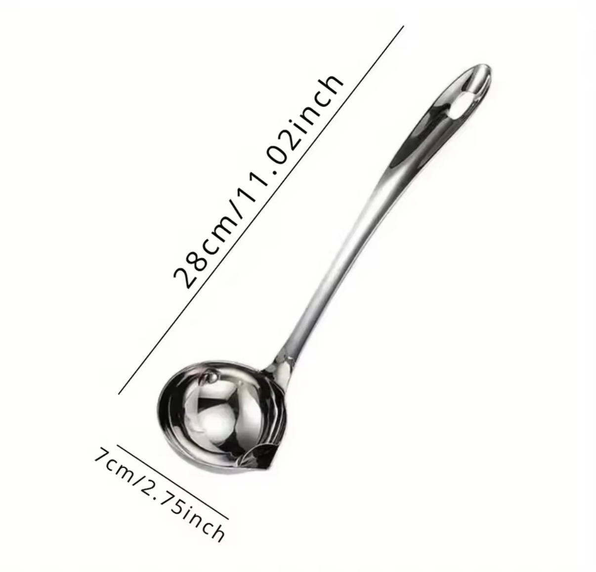 Skim oil, scoop solids, and strain with one tool.