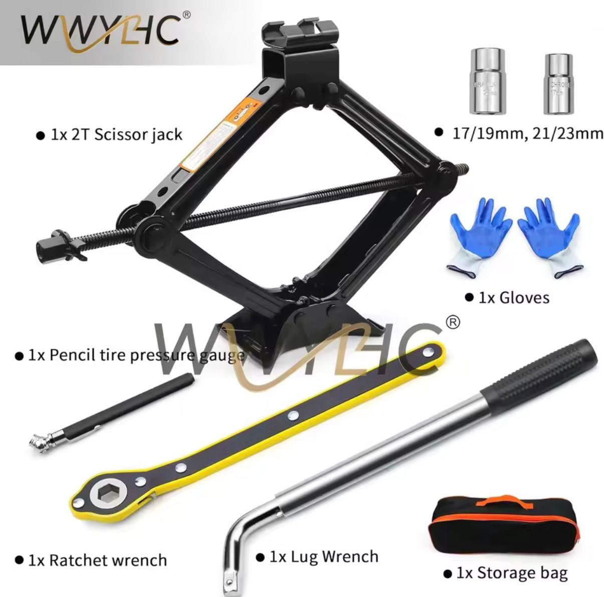 Be roadside ready with this 2-ton heavy-duty scissor jack kit.