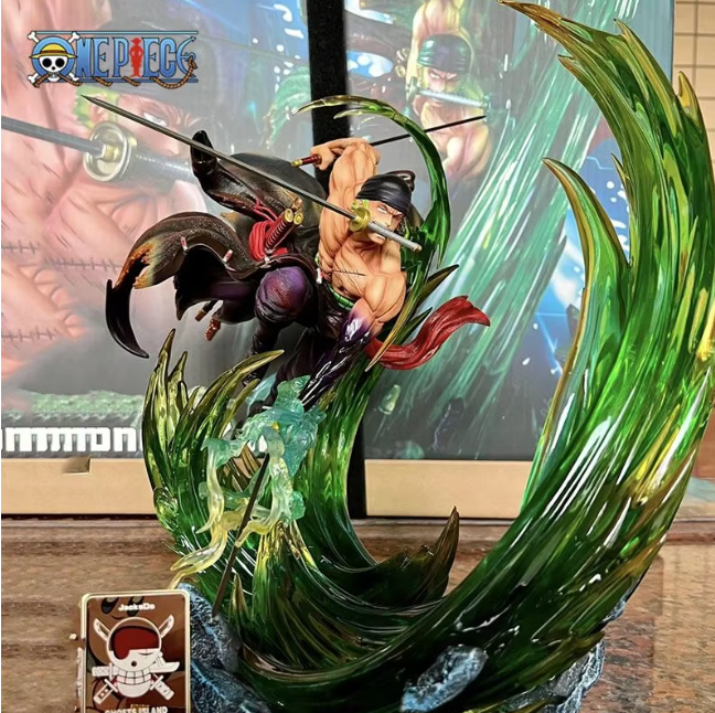 The Luminous Three-Sword Legend ⚔️🟢✨ – 24cm Roronoa Zoro Anime Figure. GK Luminous PVC Statue & Cool Room Decoration. The Pirate Hunter Glows in the Dark 🌟🏴‍☠️