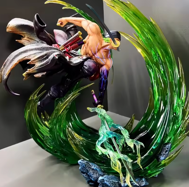 The Luminous Three-Sword Legend ⚔️🟢✨ – 24cm Roronoa Zoro Anime Figure. GK Luminous PVC Statue & Cool Room Decoration. The Pirate Hunter Glows in the Dark 🌟🏴‍☠️