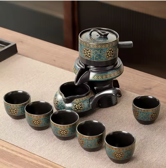 The Whirling Tea Ceremony 🍵🌀✨ – Semi-Automatic Rotating Kung Fu Tea Set. Ceramic Teacups & Auto Water Dispenser. Effortless Brewing, Elegant Living Room Centerpiece & Business Gift 🏠👑