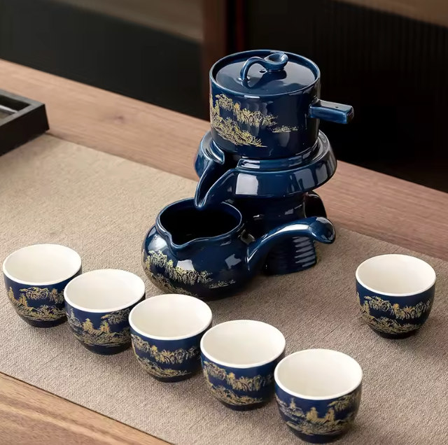 The Whirling Tea Ceremony 🍵🌀✨ – Semi-Automatic Rotating Kung Fu Tea Set. Ceramic Teacups & Auto Water Dispenser. Effortless Brewing, Elegant Living Room Centerpiece & Business Gift 🏠👑