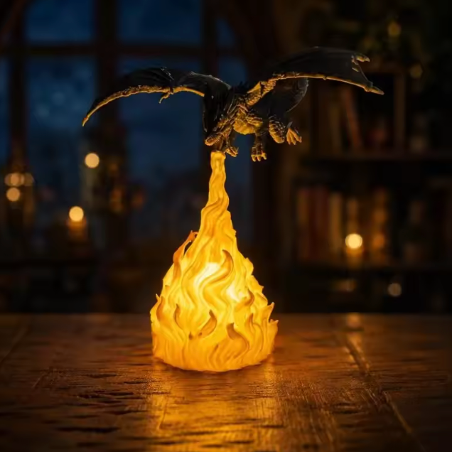 The Flamebreath Dragon Lamp 🐉🔥✨ – 3D Printed LED Night Light. USB Rechargeable Decorative Art for Bedroom, Desktop & Home. Light Up Your Fantasy 🏠💡